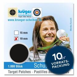 1 000 pastilles autocollantes de tir noire 19mm KRUGER