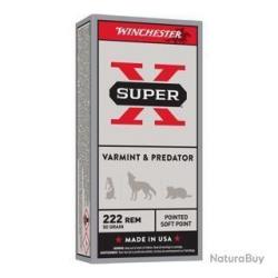 CARTOUCHES WINCHESTER calibre 222REM 50GR POWER POINT x20