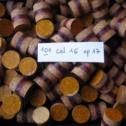 100 bourres liège cire liège cal 16 ép 17
