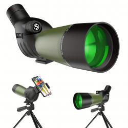 Longue-Vue 25-75x60 HD Zoom Puissant Trépied Etanche IPX4 Optique FMC Adaptateur Smartphone Vert