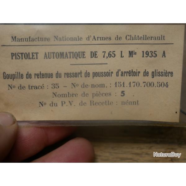Sachet de 5 goupilles de retenue du ressort de poussoir d'arrtoir de glissire de PA 35 S