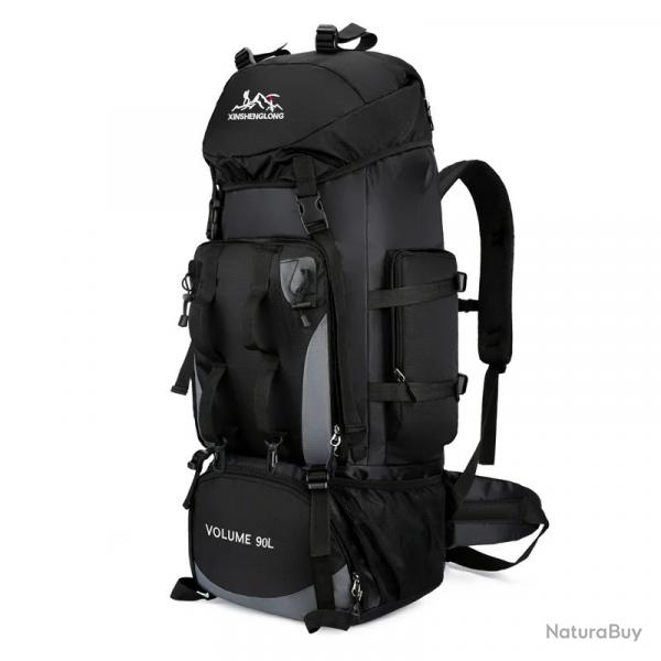 Sac  Dos de Randonne 90L Etanche Oxford Rsistant Trekking Camping Escalade Voyage Plein Air Noir