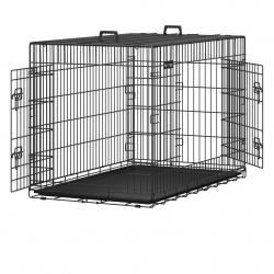 Cage pour chiens 2 portes pliable transportable avec poignées et plateau format XXXL 122 x 76 x 81