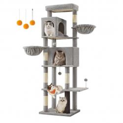 Arbre à chat tour à chat de 175 cm de haut abri à chat multi-niveaux avec 2 niches 2 paniers 5 grif