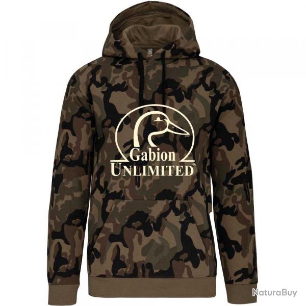 Sweat capuche camo Woodland 280g poche ventrale