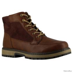 Bottines à lacets marron PU microfibre doublure polaire