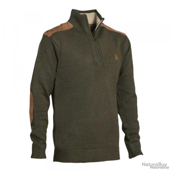 Pull Fox Zipp Kaki Acrylique Laine Empicements Sudine