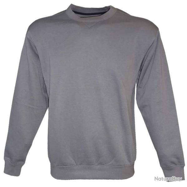 Sweat col rond gris - Pull casual confort T2XL