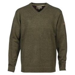 Pull col V kaki 70 acrylique 30 laine Maille douce mixte
