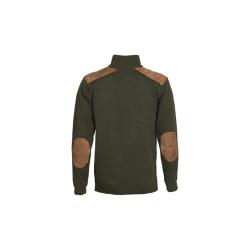 Pull Fox Col Zippé Marron Acrylique Laine Empiècements Suédine 3XL