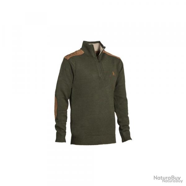 Pull Fox Col Zipp Marron Acrylique Laine Empicements Sudine T3XL