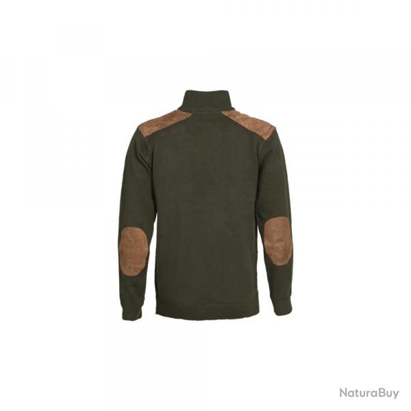 Pull Fox Col Zippé Marron Acrylique Laine Empiècements Suédine 3XL