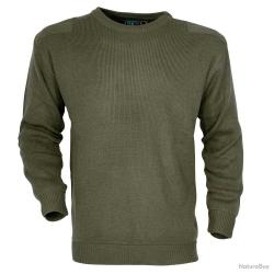 Pull Commando Kaki 100 Acrylique Col Rond Renforts Épaules