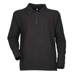Chemise F1 coton noir 240g m2 col zippé poignets boutonnés