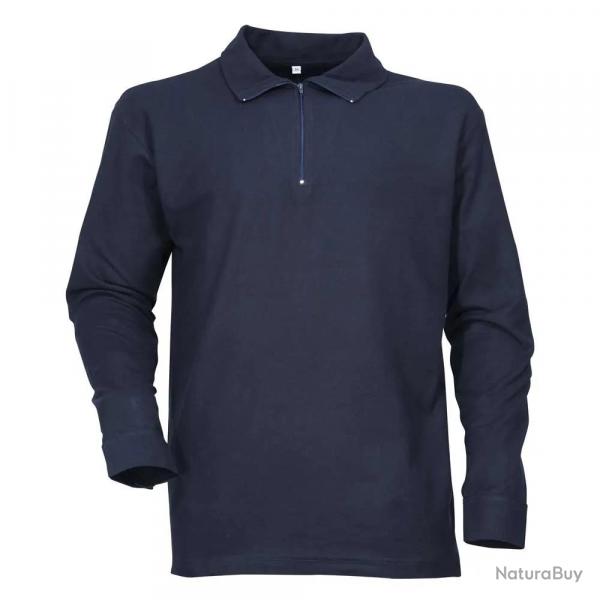 Chemise F1 coton marine 240g m2 col zippé poignets boutonnés