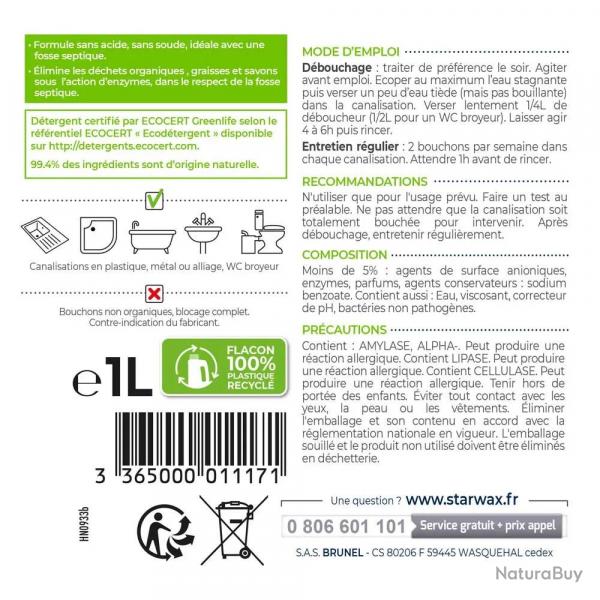 Dbouchoir 3 en 1 aux enzymes naturelles 99,4% Starwax