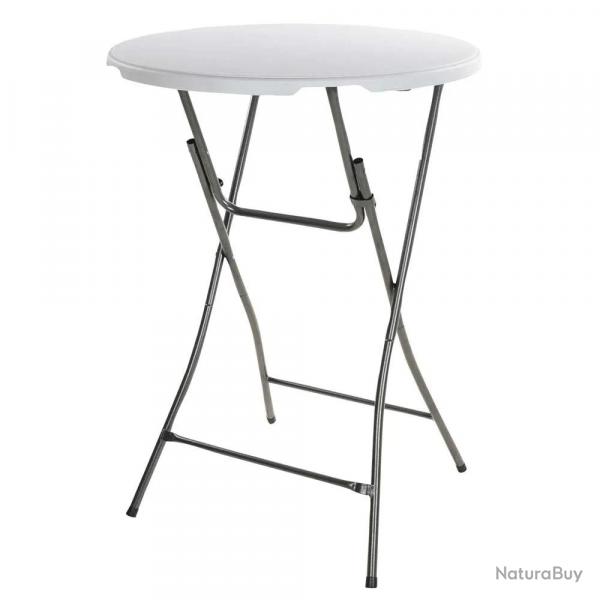 Table de bar ronde blanche Diamtre 80 cm - Hauteur 80 cm - Pliable