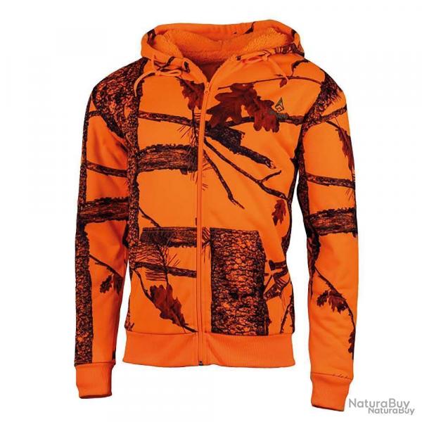 Sweat Capuche Zipp Treeland Fluo Camo Polaire 100 Polyester