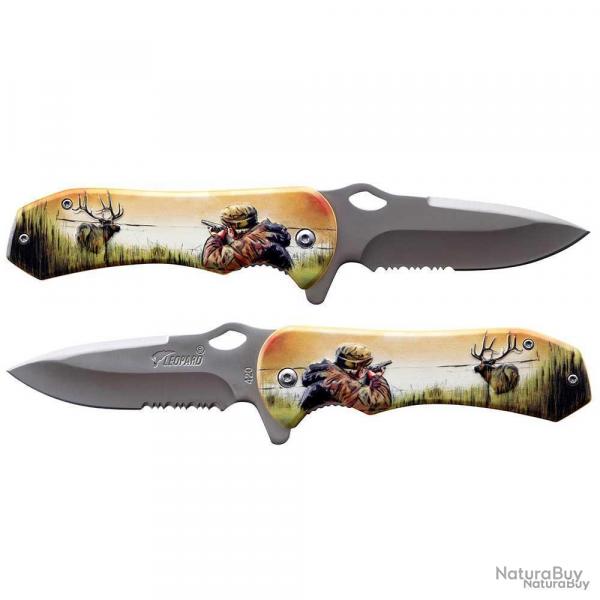 Couteau tactique 19,4cm 3D Grip Chasseur - Lame inox 7,9cm - Manche alu