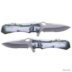 Couteau Tactique 3D Grip Pêcheur Lame Inox 7,9cm Manche Alu 19,4cm
