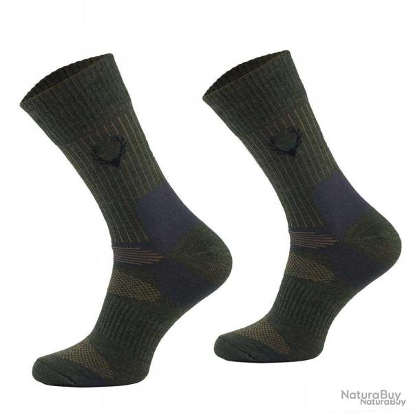 Chaussettes mrino mi-hautes cerf kaki