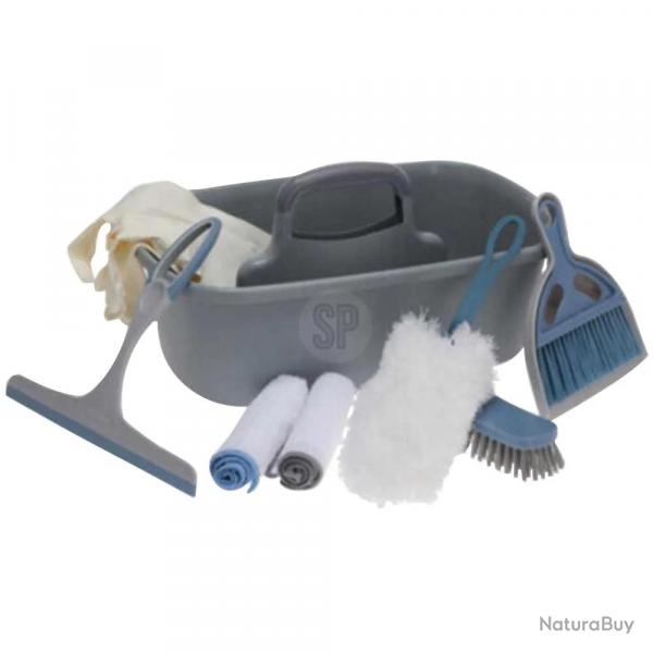 Set nettoyage 8 pices microfibre brosse pelle balayette gants