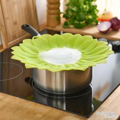 Bouchon Anti-Débordement Silicone Rotatif Fleur 29cm - Couvercle Anti-Éclaboussures Pour Cuisson