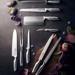 Sac coutellerie 9 pièces acier inox lame 26cm rangement nylon