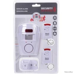 Alarme détecteur 125x90x70mm + 2 télécommandes - 4 piles AA