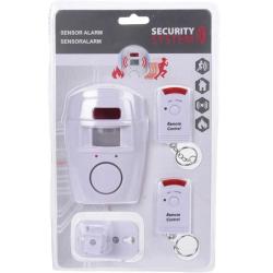 Alarme détecteur 125x90x70mm + 2 télécommandes - 4 piles AA