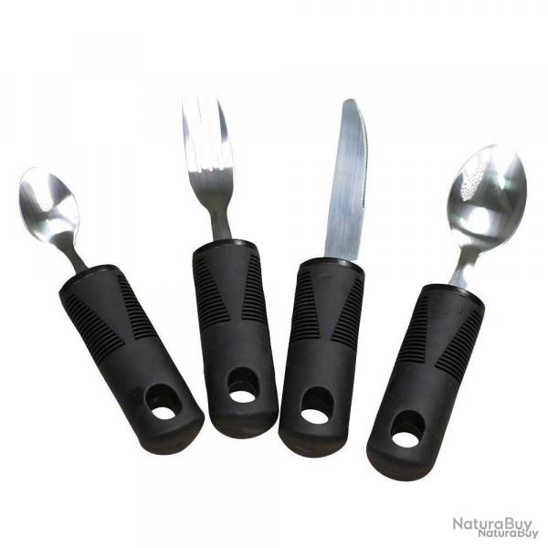 Set 4 pices : Couverts ergonomiques senior manche pais plastique