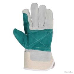 Gants de travail cuir fendu vache double paume coton