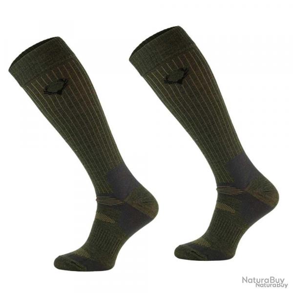 Chaussettes mrino hautes cerf kaki