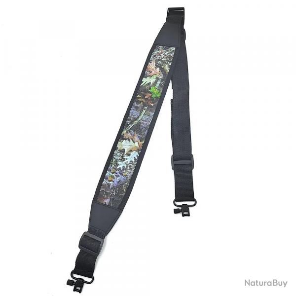 Sangle d'Epaule Rembourre pour Fusil Rglable 22-45" Nylon Etanche Confort Chasse et Tir Vert Camo