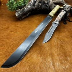Machette et couteau, la paire jungle camo.