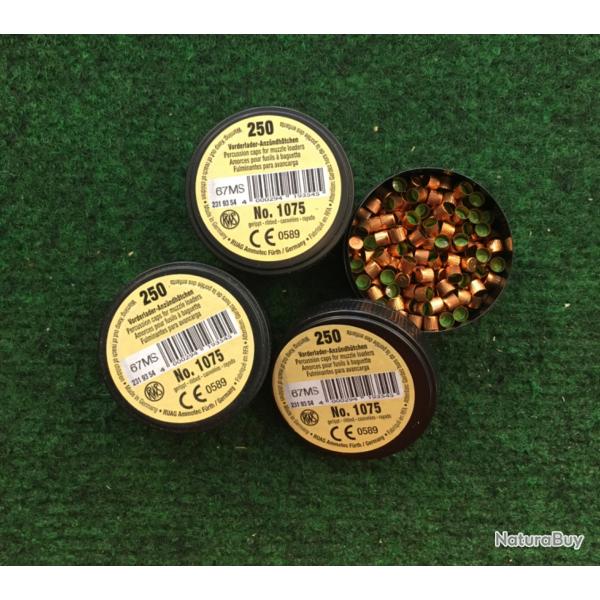 Lot de 750 amorces canneles RWS Numro 1075 pour poudre noire