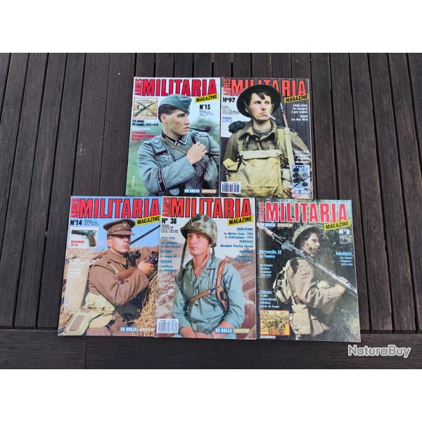Lot de revues militaria numros 8/14/15/38/97