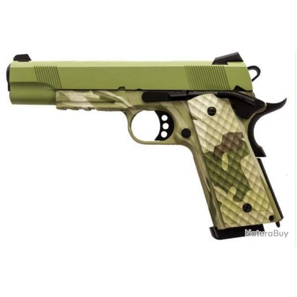 Rplique GBB 1911 MEU Rail Raven full metal gaz Camo OD 1,0J