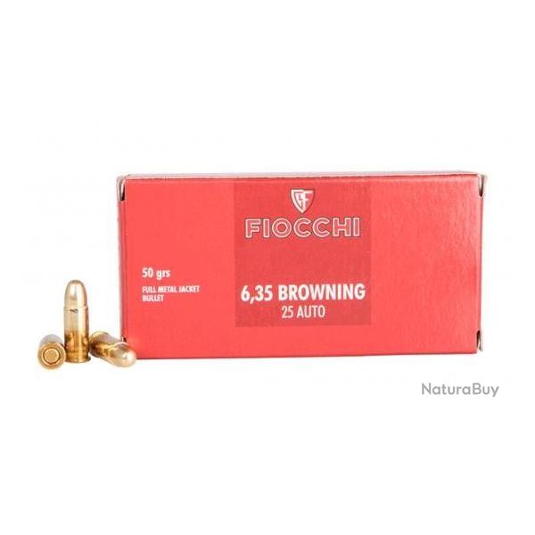 Cartouches FIOCCHI Calibre 25 ACP 6.35mm Browning - Boite de 50 units