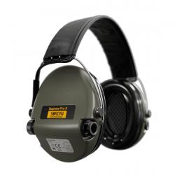 CASQUE ANTI BRUIT ELECTRONIQUE SORDIN SUPREME PRO-X VERT BANDEAU CUIR NOIR COUSSINS PVC