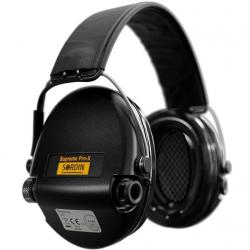 CASQUE ANTI BRUIT ELECTRONIQUE SORDIN SUPREME PRO-X VERT BANDEAU CUIR NOIR COUSSINS PVC