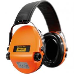 CASQUE ANTI BRUIT ELECTRONIQUE SORDIN SUPREME PRO-X ORANGE BANDEAU CUIR NOIR COUSSINS PVC