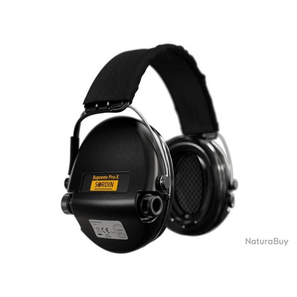CASQUE ANTI BRUIT ELECTRONIQUE SORDIN SUPREME PRO-X NOIR BANDEAU NOIR COUSSINS PVC