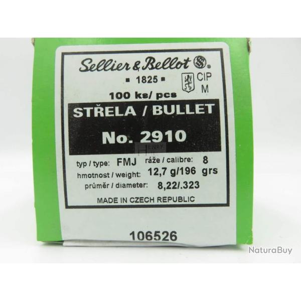 OGIVES SELLIER BELLOT 8MM .323 FMJ 196GR X50