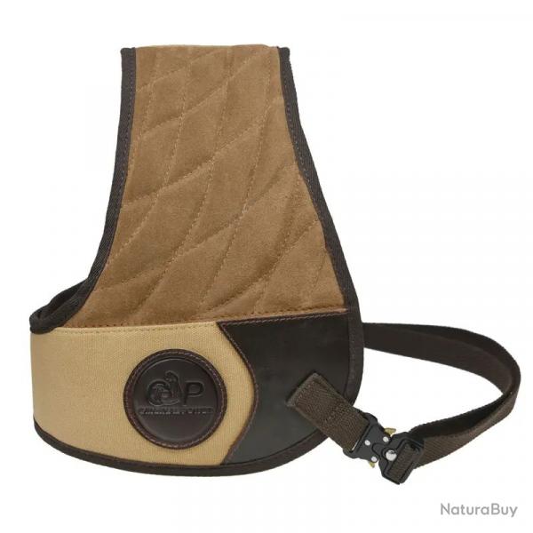 Protection d'Epaule ball-trap Cuir /Toile Coussin Anti-Recul Fusil de Chasse Gauche Kaki