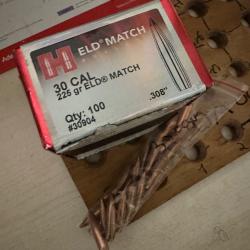 14 ogive Hornady Eld m 225 gr + 22 ogive hpbt 190gr cal 30