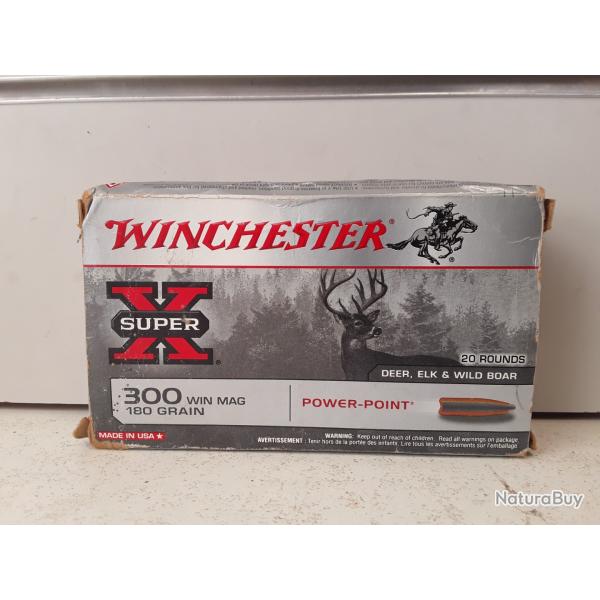 Boite de 20 balles Winchester SUPER X cal.300win 180gr power point