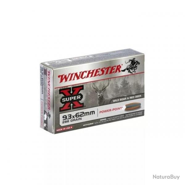 Munitions Winchester Power Point 18.53g 286gr - Cal. 9.3x62 x1 boite