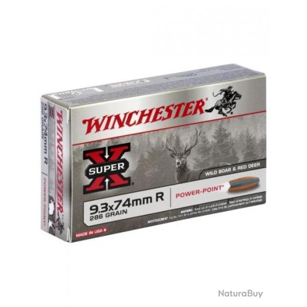 Munitions Winchester Power Point 18.5g 286gr - Cal. 9.3x74 R x2 boites