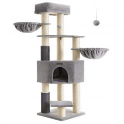 Arbre à chat grand et stable avec tapis chaud auto-toiletteurs poteaux à griffer niche hamacs plate